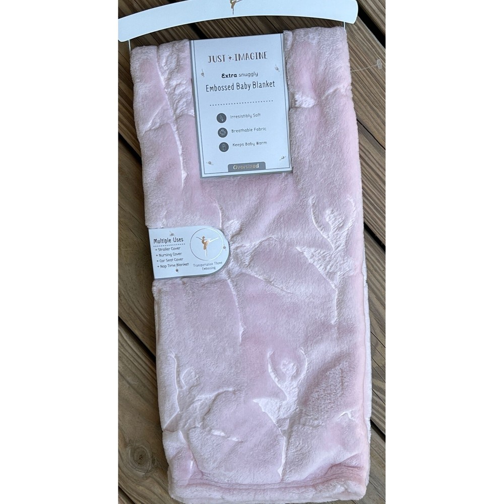 JUST IMAGINE Pink Ballerina Embossed Baby Girl Blanket Soft Plush One Layer New